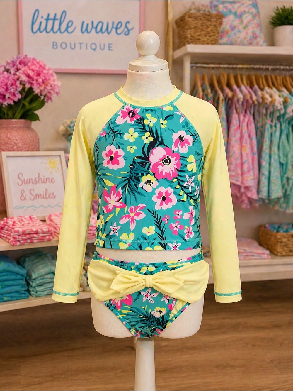 Tommy Bahama Girls 2-Piece Rash Guard Swimsuit Set